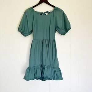 PETER SOM Collective Green Puff Sleeve Ruffled Open Back Dress 2